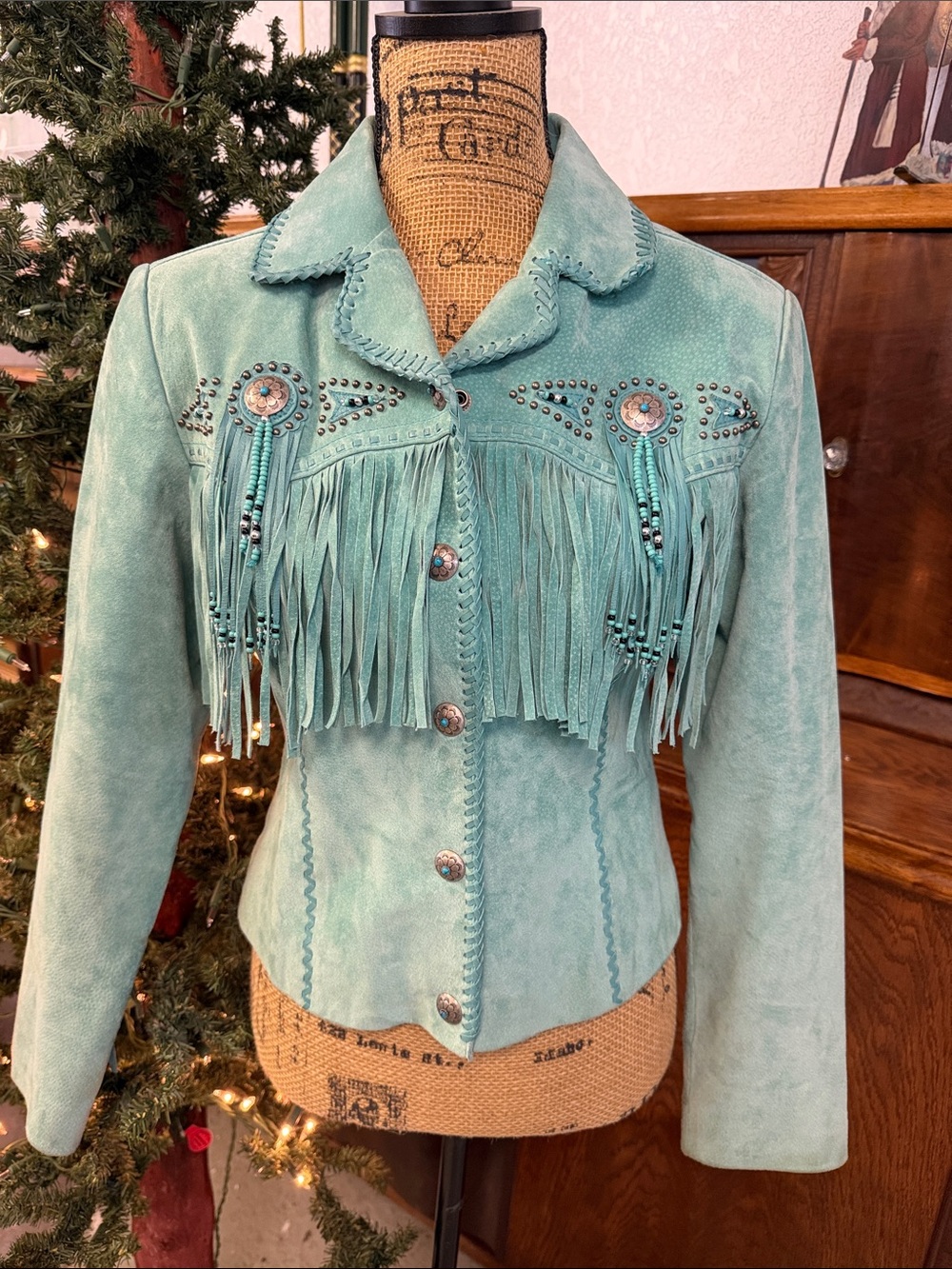 Scully Turquoise Boar Suede Fringe Western Jacket - Size Small - Gently Used